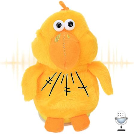 Snakk-kylling som gjentar det du sier, nikker, elektrisk interaktiv animasjonsleketøy, gul, 7"