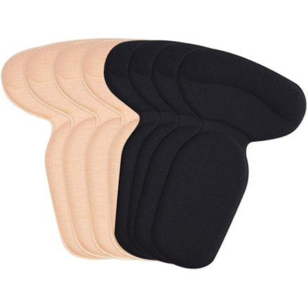 Hælknotter, myke svampputer med ekstra sterkt feste for fotpleie, usynlige hælinnsatser, svart og beige farge