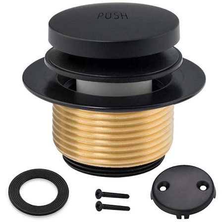 Badekar Afløb - Tip Toe Badekar Afløb Kit med Fuld Hul Plade, Sort Badekar Afløb Trim Sæt