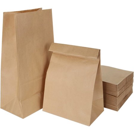 100 stk. brune papirposer, 30 x 15,5 x 10 CM Kraftpapirposer for mat (70 g), tykke kraftpapir sandwichposer uten håndtak, brune