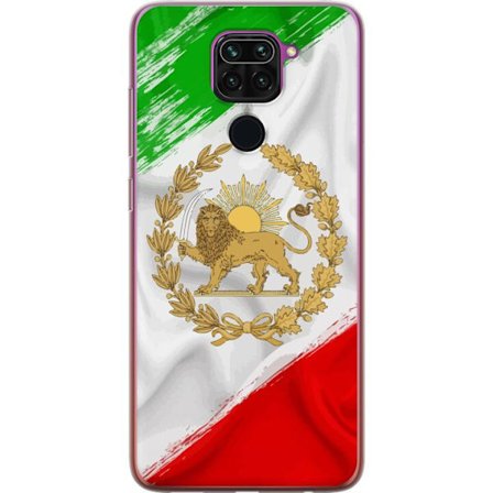 Yhteensopiva Puhelinkuori Xiaomi Redmi Note 9 Iranilainen keisarillinen symboli leijonalla, auringolla ja laakeriseppeleellä kansallisissa väreissä
