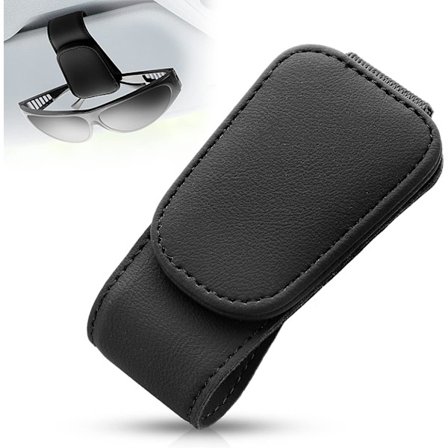 Magnetisk solglasögonhållare i läder, glasögonhängare för bilens solskydd, lämplig för glasögon i olika storlekar