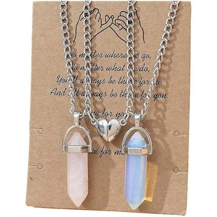 Magnetisk par matchende delt hjerte halskjede krystall gjensidig tiltrekning anheng beste venner vennskap smykker gave, shznv