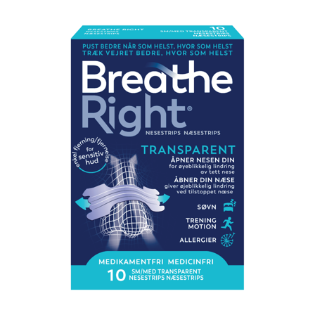 Breathe right Nesestrips, Transparent, Small/Medium, 10 stk.