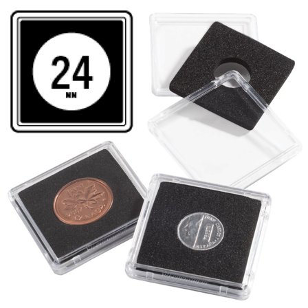 QUADRUM Mini firkantede møntkapsler til mønt Ø 24 mm - 10 stk.