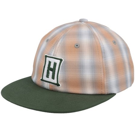 HUF - Plaid 6 Panel Hat Orange Strapback Snapback Red Cap - @ Hatstore