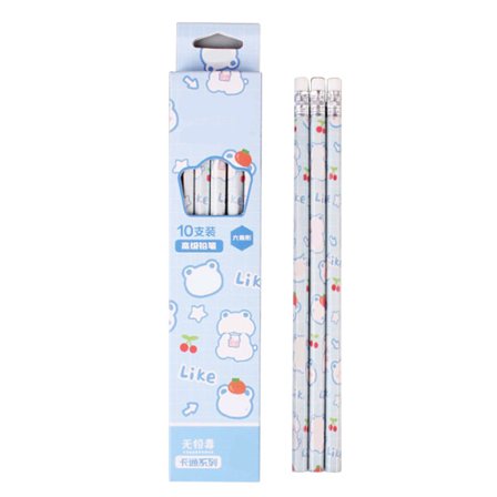 10 stk. blyantsæt multifunktionelt tegneserie træ blyantsæt med viskelæder til studerende lærere til hjem skole kontor