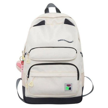 Student Skolväska Ny Enkel Vind Flicka Skolväska College High School Student Ryggsäck Stor Kapacitet Fritidsryggsäck - Vit Grå