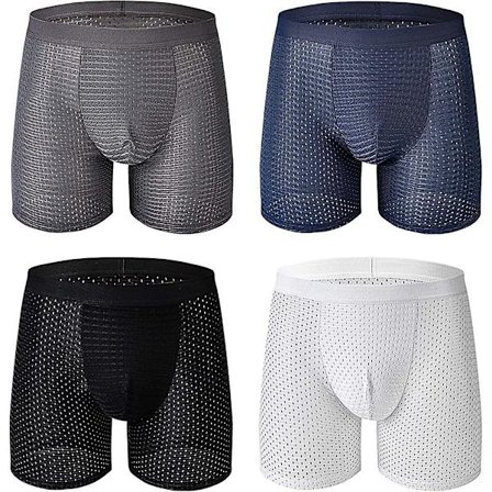 Herre Mesh Boxershorts, 4-pakning Acsergery Sømløse Sportstruser Undertøy Ice Silk Briefs Gave