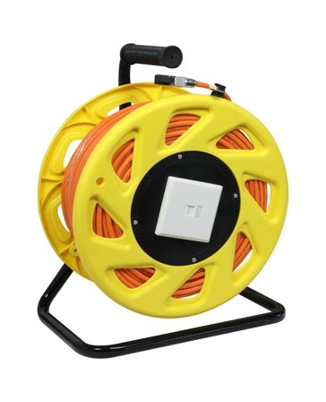 SYNERGY Kabeltrommel, CAT6A, 90m, CAT7A Rohkabel S-STP(S/FTP), mit 1x Buchse/Stecker RJ45(CAT6A), LSZH, Synergy 21