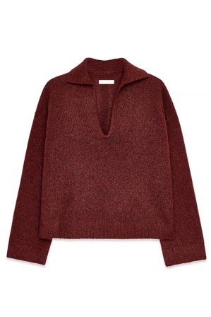 NA-KD Knitted Oversized Collar Sweater - Oversize trøjer - Rød - XL