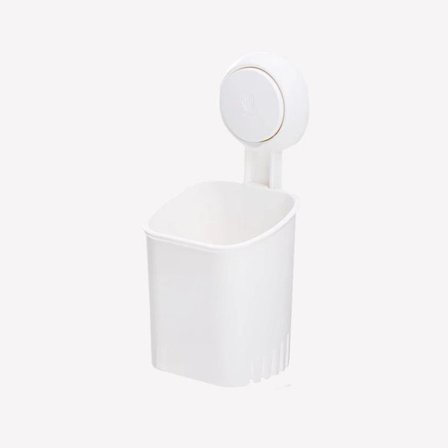 1-pak Vit Kraftig Sugekop Tandbørsteholder, Aftagelig Borefri Vægbruserholder til Tandbørste, Tandpasta, Barbermaskine, Selvdrænende Sugekop