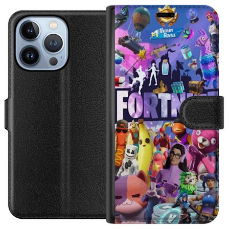 Kompatibelt Plånboksfodral till Apple Apple iPhone 13 Pro Fortnite kollage med ikoniska karaktärer, skins, Victory Royale och starka färger som ska