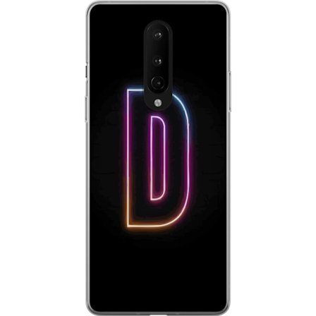 Kompatibel Mobilcover til OnePlus OnePlus 8 Minimalistisk neonbogstav D i farveskiftende lys mod sort baggrund i moderne digital design