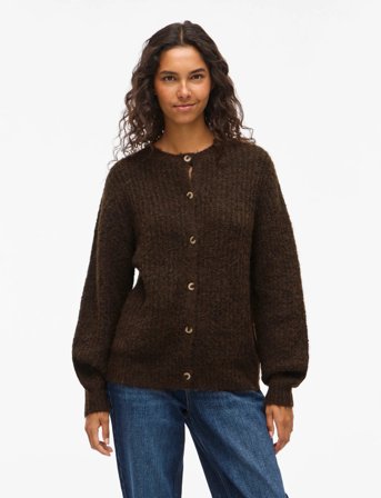 Vila Vilampe O-Neck L/S Knit Cardigan-Noos - Brown - XL