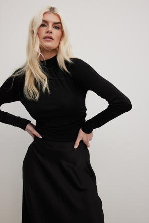 NA-KD Trend Haut drapé sur le devant - Tops manches longues - Noir - X-Small