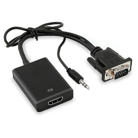 VGA-uros naar HDMI-naaras -sovitinadapterikaapeli, 1080p HD+ääni, TV, AV, HDTV