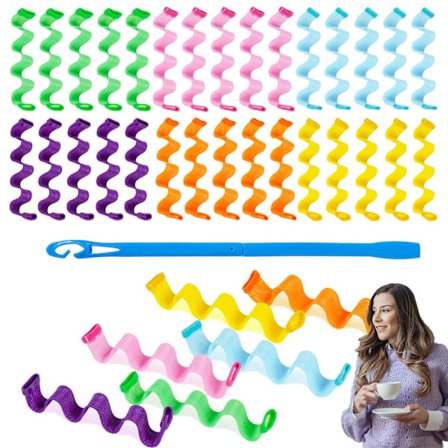 36 Stykker Varmefrie Bølgehårkrøller med Stylingkrog