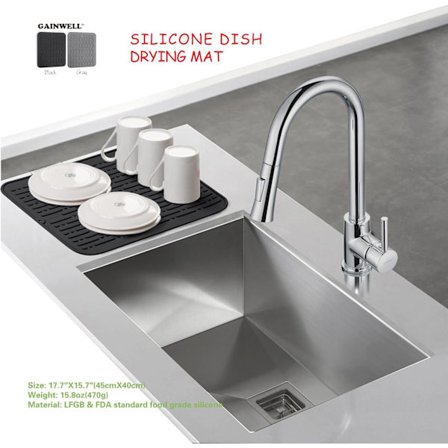 *Perle Rare 40x30cm Silikonavloppsdyna för kök, värmebeständig och halkfri, svart*