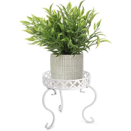 1 stk. Indendørs/Udendørs Metal Blomsterpottestativ, Hvid (plante ikke inkluderet)
