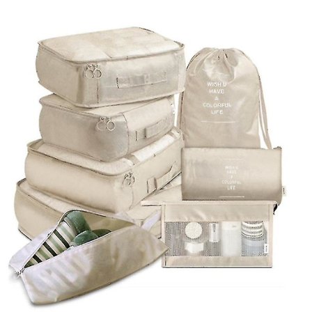 8 stk. rejsearrangør opbevaringsposer tøj sko ryddelig pung vandtæt bærbar bagage kuffert pakning etui
