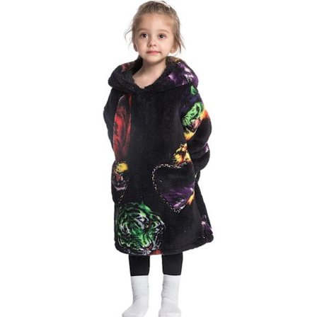 Stor Filttröja för Barn, Mysig Fleece Filt med Huva för Små Flickor och Pojkar, Fluffig Jättetröja för Småbarn