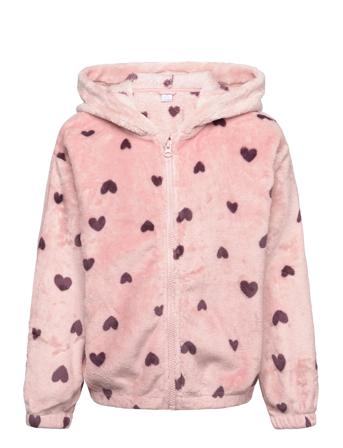 Hoodjacket Pile Aop And Ears Tops Sweat-shirts & Hoodies Hoodies Pink Lindex