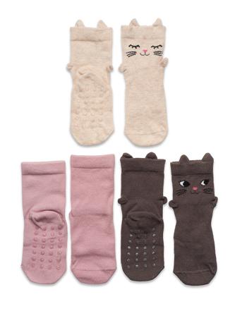 Sock 3P Sg 3D Cat Face Patterned Lindex
