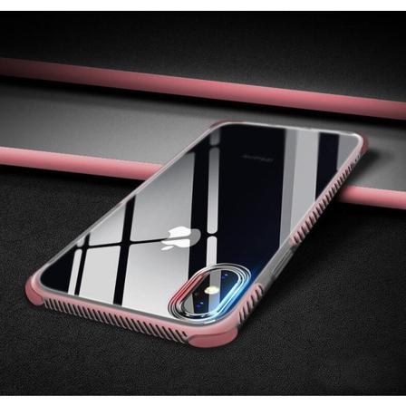 TPU-cover til iPhone med farvede kanter X + 2 skærmbeskyttere Pink