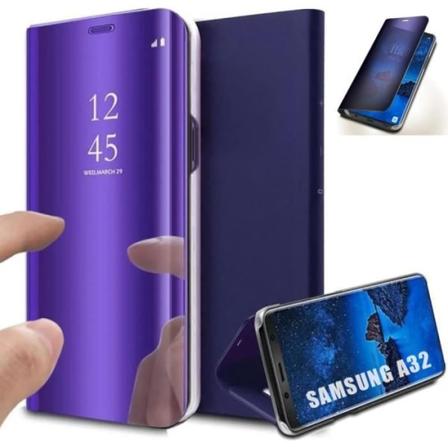 Etui til Samsung A32 5G (6,4") Flip Mirror Effect Anti-Shock Protection + Support - Lilla Lila
