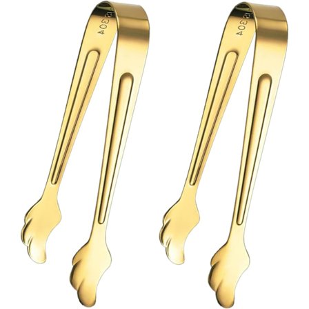 2-pakning Mini Tang for Appetitt, 10,5 cm Rustfritt Stål Is-tang Mini Sukker-tang for Kaffebar Teselskap Desserter Fest Sukker og Isbøtte (Gol