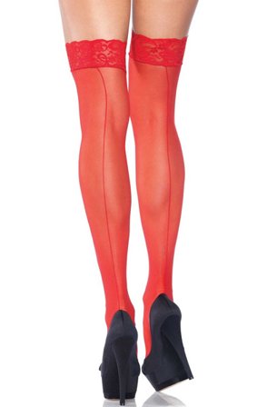 Leg Avenue Sheer Backseam Stockings Red Onesize - Woome.pl