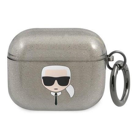 Karl Lagerfeld Glitter Karl's Head Case til AirPods 3 - Sort
