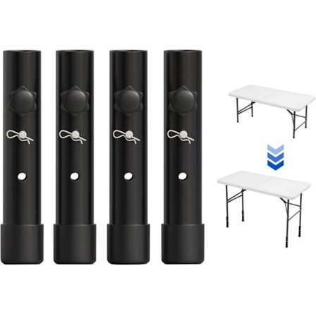 Pakke med bordbenforlængere til klapborde til bøjede og lige ben, justerbare klapbordbensforhøjere, til højde på (19,8 cm)