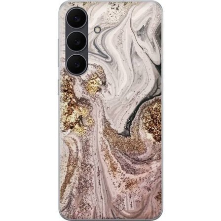 Kompatibelt Mobildeksel til Samsung Galaxy S25 FE Beige guldmarmor luksuriøs design med myke linjer og metallisk glans inspirert av elegant interiørst