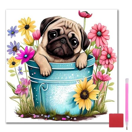 Diamond Art Kits til voksne, Hunde Diamantmaleri Kits til voksne, 5D DIY Runde Bor Ædelsten Kunst Mal med Diamanter Prikker Håndværk Kits til 