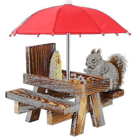 Egern Foderhus Vejrbestandigt Egern Picnic Bord Træ Egern Foderbord Med Parasol [adva