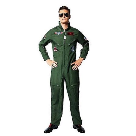 Top Gun -elokuvan cosplay-asu, amerikkalaisen ilmavoimien univormu, Halloween-asut miehille, aikuisille, armeijanvihreä sotilaslentäjän haalari
