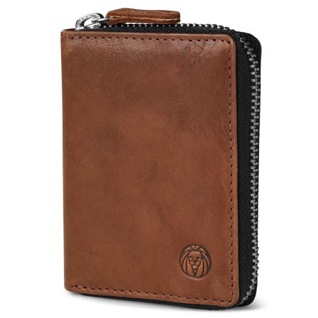 Porte-cartes en cuir brun havane anti-RFID Cambodia pour hommes - Porte-cartes