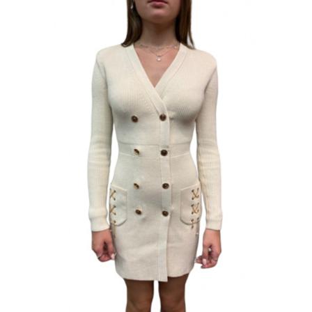 Elisabetta Franchi Knitted Klänning vit, Dam, Dam, Storlek: 2XS