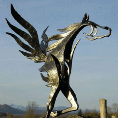 Metallhestestatue Skulptur Hjem Hage Ornament Figur Dekor Kunst Håndverk Gave (Fly)