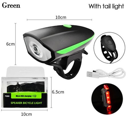 Sykkellykt Sykkel Frontlommelykt GRØNN MED BAKLYKT MED
