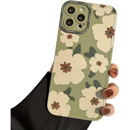 Sött blommigt mjukt iPhone-skal (Grönt, iPhone 11)