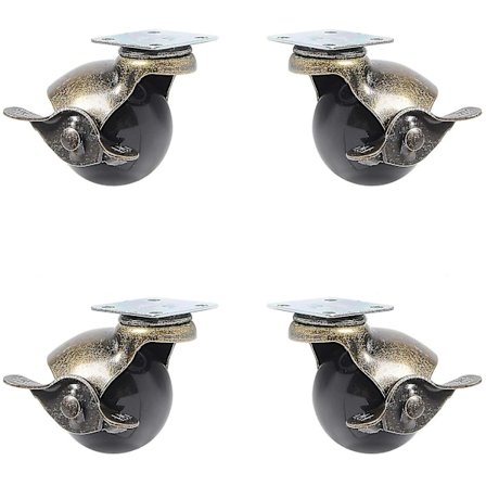 4 Pak Møbelhjul, 360 Graders Universal Drejeligt Pladehjul, Kuglehjul Med Bremsfunktion