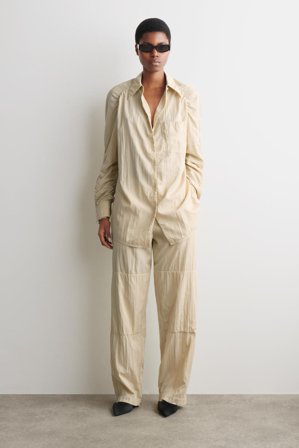 COS Women's Camicia In Seta Increspata A Mano in Beige