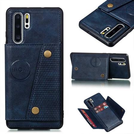 Huawei P30 Pro - Gennemtænkt beskyttelsescover med kortrum Mörkblå