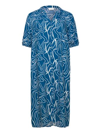 Cardes Allie S/S Calf Dress Aop Blue ONLY Carmakoma