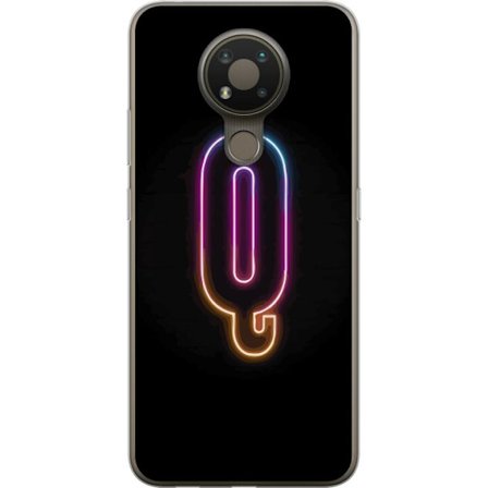 Yhteensopiva Puhelinkuori Nokia Nokia 3.4 Minimalistinen neonkirjain Q kirkkaissa väreissä tummaa taustaa vasten