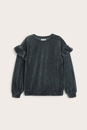 Kappahl | Prążkowana bluza z falbaną | Czarne
