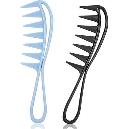 2 stk. Bredtandet Hajkam, Stor Tandet Hajkam Frisørkamme til Krøllet Hår, Afro Kam Krøllekam